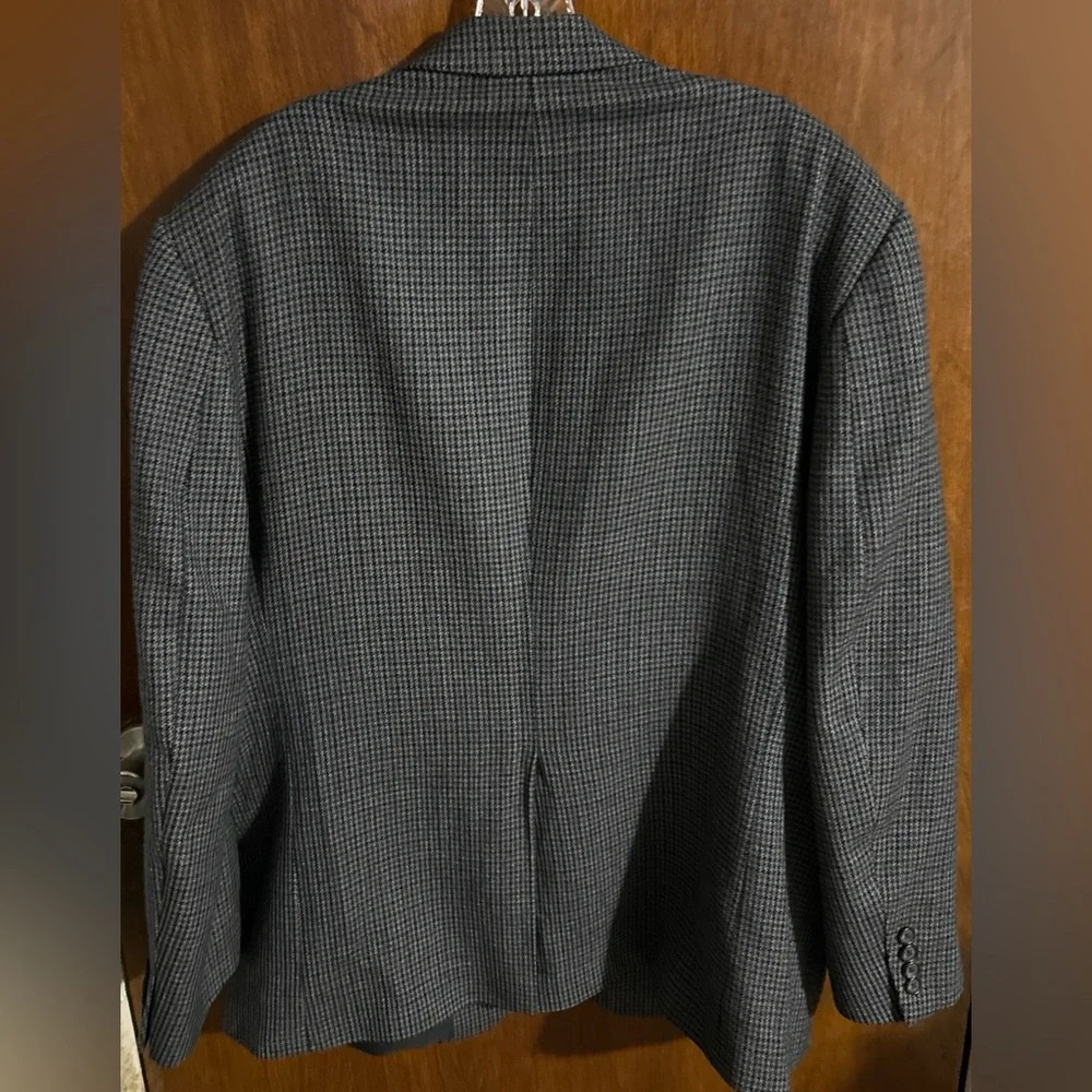 LRL Lauren Ralph Lauren Wool Blazer Mens Gray Navy Houndstooth 2 Buttons 48R